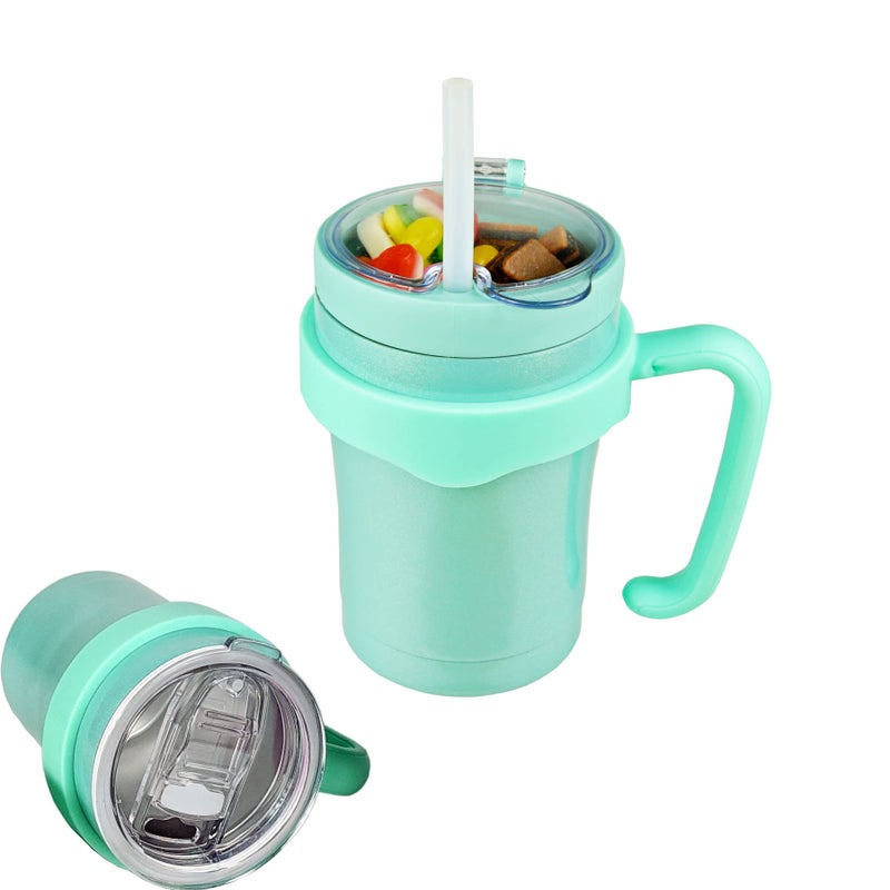 JOVIAL All In One Insulated Snack and Drink Cup 12 Oz-Glitter Aqua - Image 3