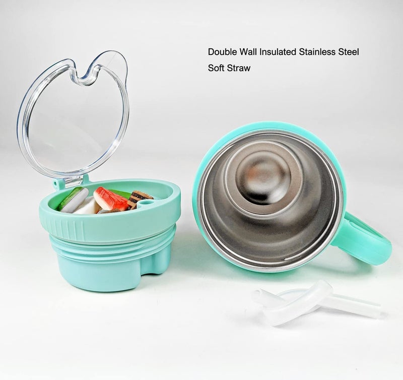 JOVIAL All In One Insulated Snack and Drink Cup 12 Oz-Glitter Aqua - Image 5