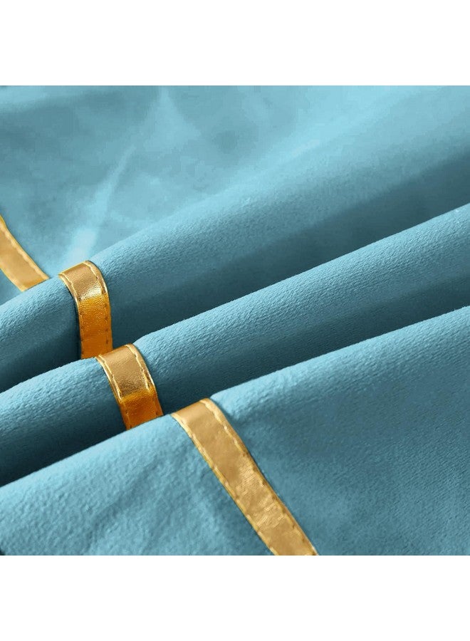 AEROHAVEN™ Set of 2 Premium Velvet with Gold Stripes Decorative Throw Pillow/Cushion Covers with Invisible Zipper - (16 x 16 Inch, Aqua) - Image 4