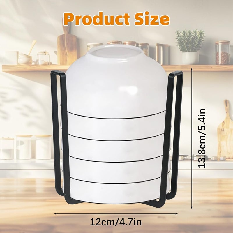 DIBALIYI 2 Pcs Bowl Rack for Kitchen Cutlery Metal Dish Rack Black Plate Holders Drain Rack Multifunctional Dinnerware Organizer for Drawer Countertop Cabinet Shelf Cupboard - Image 2