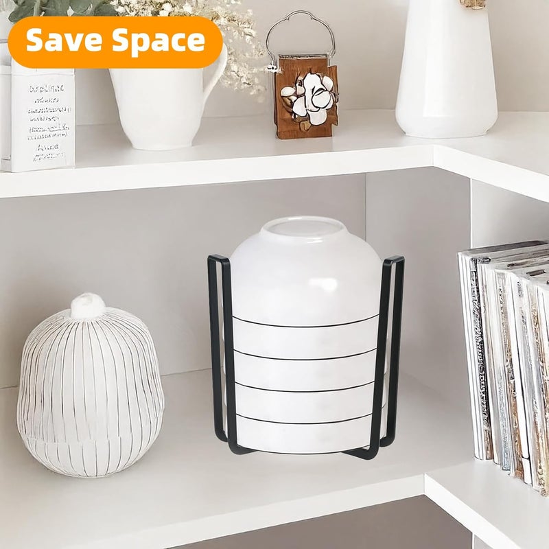 DIBALIYI 2 Pcs Bowl Rack for Kitchen Cutlery Metal Dish Rack Black Plate Holders Drain Rack Multifunctional Dinnerware Organizer for Drawer Countertop Cabinet Shelf Cupboard - Image 5
