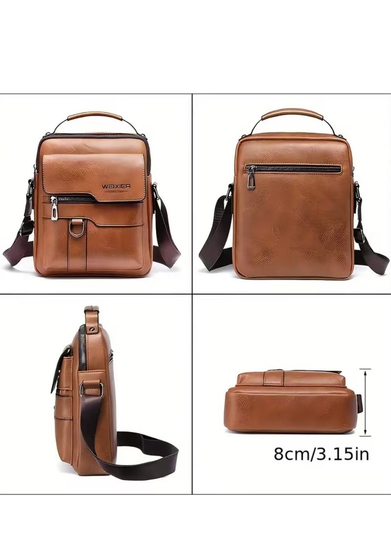 WEIXIER Men's Genuine Leather Messenger Bag Shoulder Bag Vintage Handbag Business Bag  - Image 4