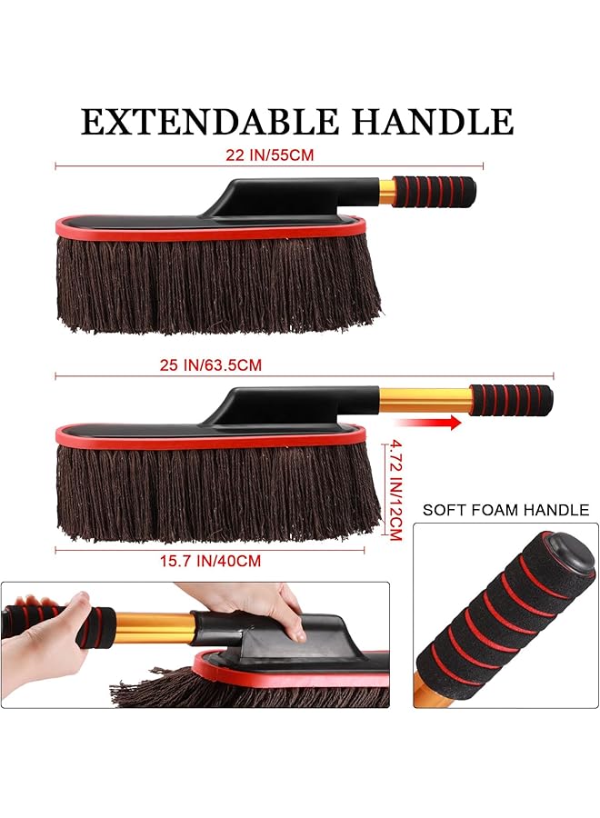 KASTWAVE 1 Pack Long Handle Car Duster, Extendable Car Duster Exterior Scratch Free Car Cleaning Tool, Soft Microfiber Car Dust Brush For Truck, Suv, Vehicles And Home Cleaning (Coffee) - Image 3