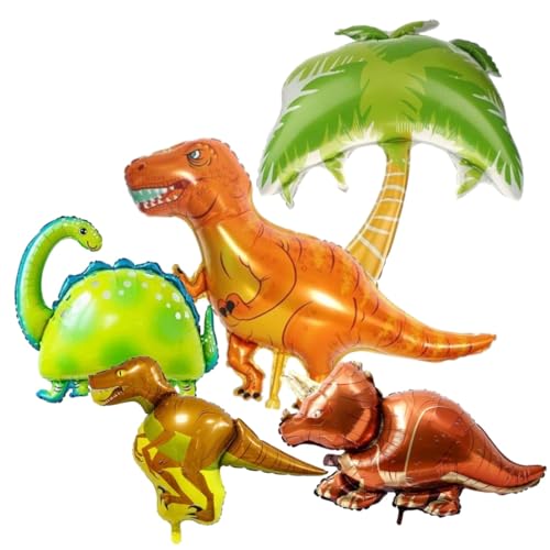 Atpata Funky 5pcs. Dinosaur Theme Big Size Foil Balloons for Dino-Mite Theme Rawr Birthday Party Decor - Image 1