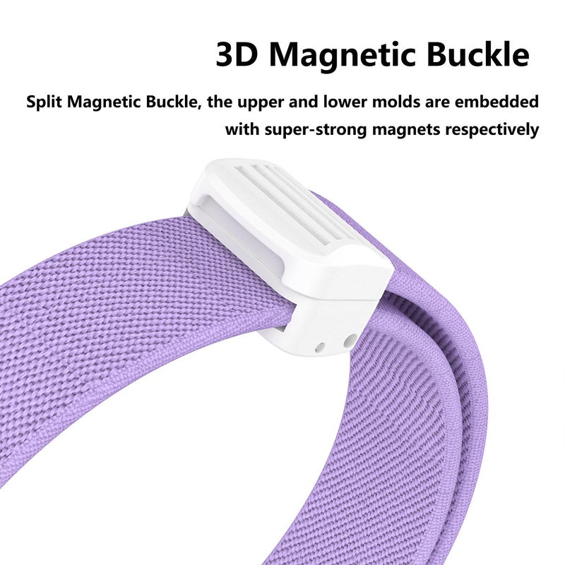 erorex For Xiaomi Smart Band 10 / 9 / 8 Metal Head Magnetic Plastic Buckle Elastic Nylon Watch Band(Black) - Image 5