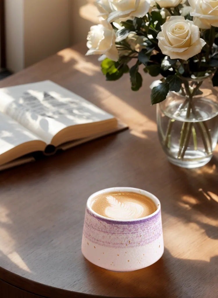 High temperature daily tableware cup, frosted Nordic leisure gift ceramic cup, tea cup coffee cup, 8.2*8.2*6.8cm, 200ML, purple - Image 5