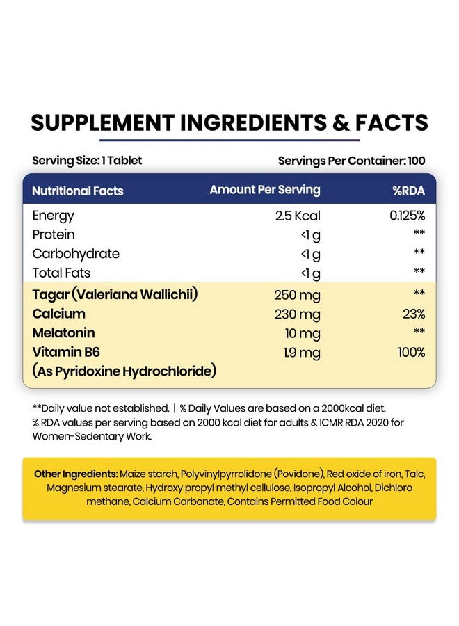 Himalayan organics مكملات فلافدو العضوية من الهيمالايا ميلاتونين 10 ملغ + تاجار 250 ملغ مع فيتامين ب6 وكالسيوم | غير مسبب للإدمان، نوم هادئ، تركيز محسّن، عقل مسترخي | جيد لصحة العين (60 قرص) - Image 2