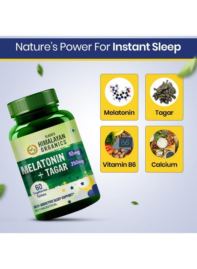 Himalayan organics مكملات فلافدو العضوية من الهيمالايا ميلاتونين 10 ملغ + تاجار 250 ملغ مع فيتامين ب6 وكالسيوم | غير مسبب للإدمان، نوم هادئ، تركيز محسّن، عقل مسترخي | جيد لصحة العين (60 قرص) - Image 5