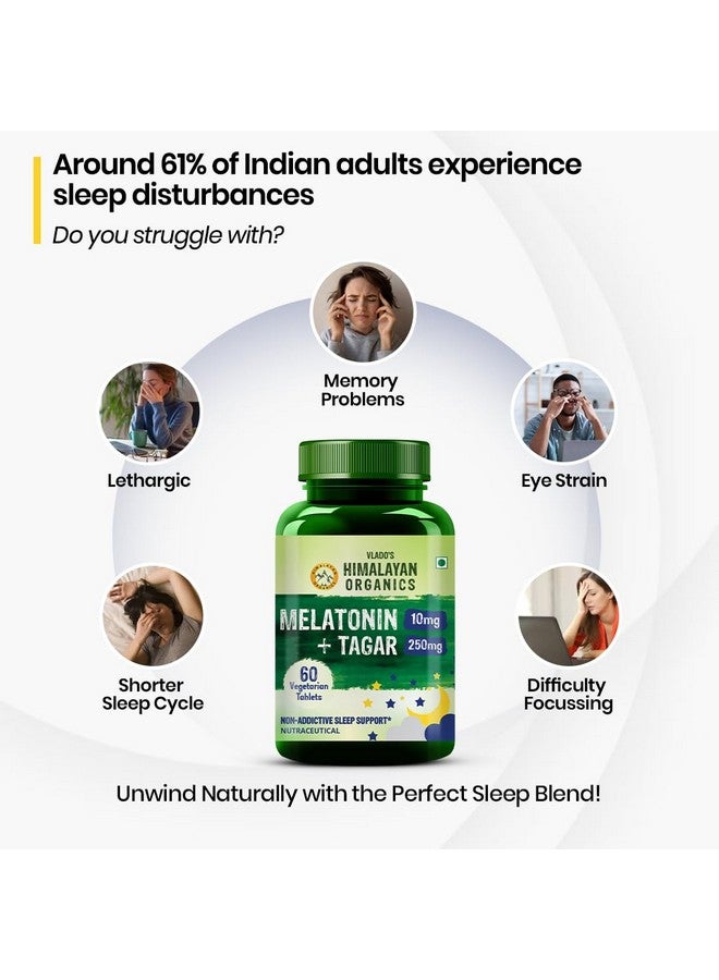 Himalayan organics مكملات فلافدو العضوية من الهيمالايا ميلاتونين 10 ملغ + تاجار 250 ملغ مع فيتامين ب6 وكالسيوم | غير مسبب للإدمان، نوم هادئ، تركيز محسّن، عقل مسترخي | جيد لصحة العين (60 قرص) - Image 4