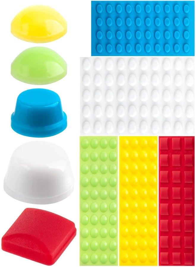 Lekgavd 194PCS Bump Dots for Low Vision, 5 Sheets Multiple Sizes Square Round Dot Visually Impaired Aids, Raised Braille Aids Anticollision Tactile Stickers for Blind, Low Vision, Elderly (5 Colors) - Image 1