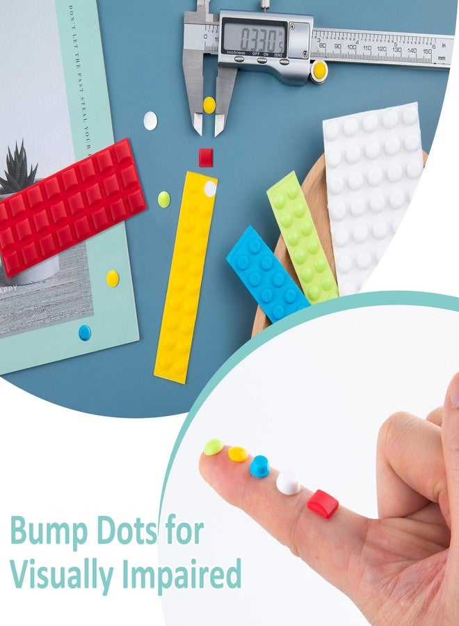 Lekgavd 194PCS Bump Dots for Low Vision, 5 Sheets Multiple Sizes Square Round Dot Visually Impaired Aids, Raised Braille Aids Anticollision Tactile Stickers for Blind, Low Vision, Elderly (5 Colors) - Image 3