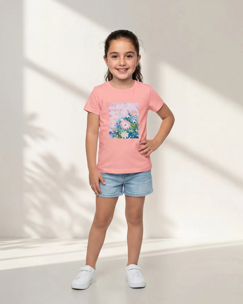 Redtag Girls Pink Embellished T Shirt