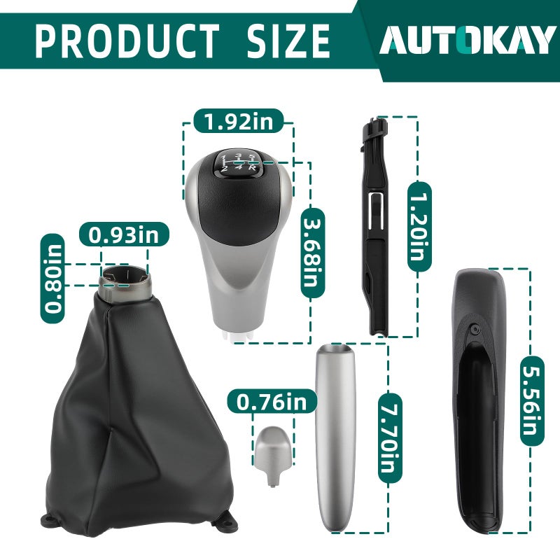 AUTOKAY طقم مقبض قبضة فرامل اليد AUTOKAY، 54102-SNA-A01، مقبض نقل الحركة اليدوي مع 5 سرعات وأغطية غبار للسيارة، جلد PU، مجموعة من 3 - Image 2