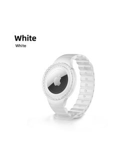 Applicable Children's Strap Airtag Protective Case Waterproof Adjustable Silicone For Apple Tracker Storage Box Case-Color:White-Applicable Models:AirTag