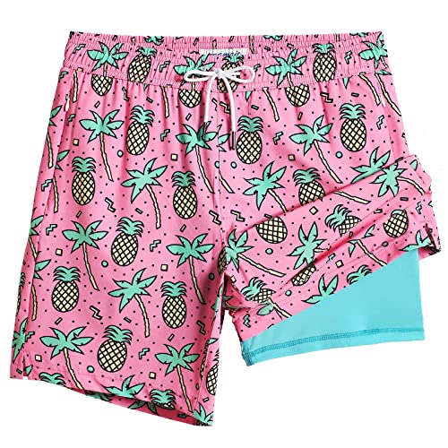 maamgic Swim Trunks Men 2 in 1 Mens Bathing Suit 7 Inch Quick Dry Mens Swimming Trunks with Zipper Pockets - Image 1