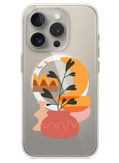 Magnetic Case for iPhone 15 Pro 6.1-inch Compatible with MagSafe Wireless Charging, Shockproof Phone Bumper Cover Vase in moonlight