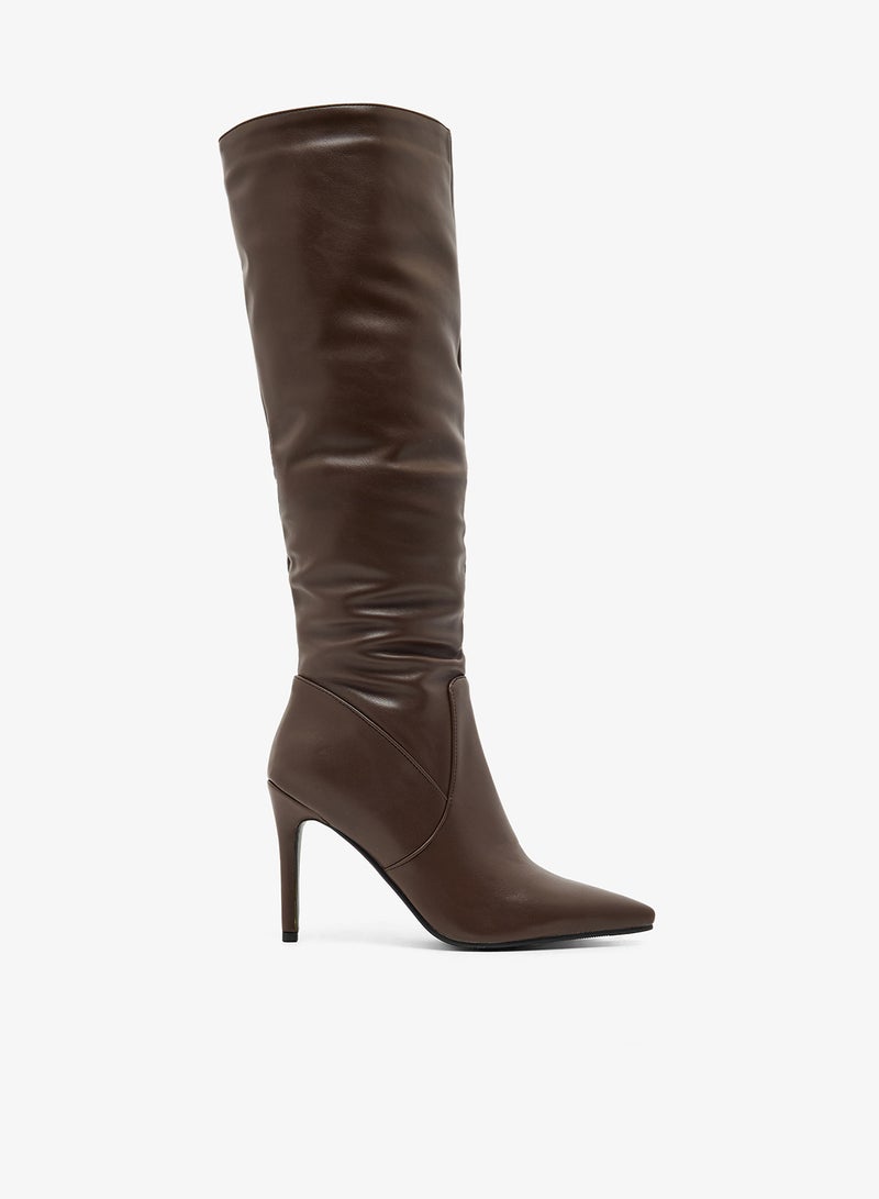 ELLA Pointed Toe Stiletto Heel Knee Boots - Image 1