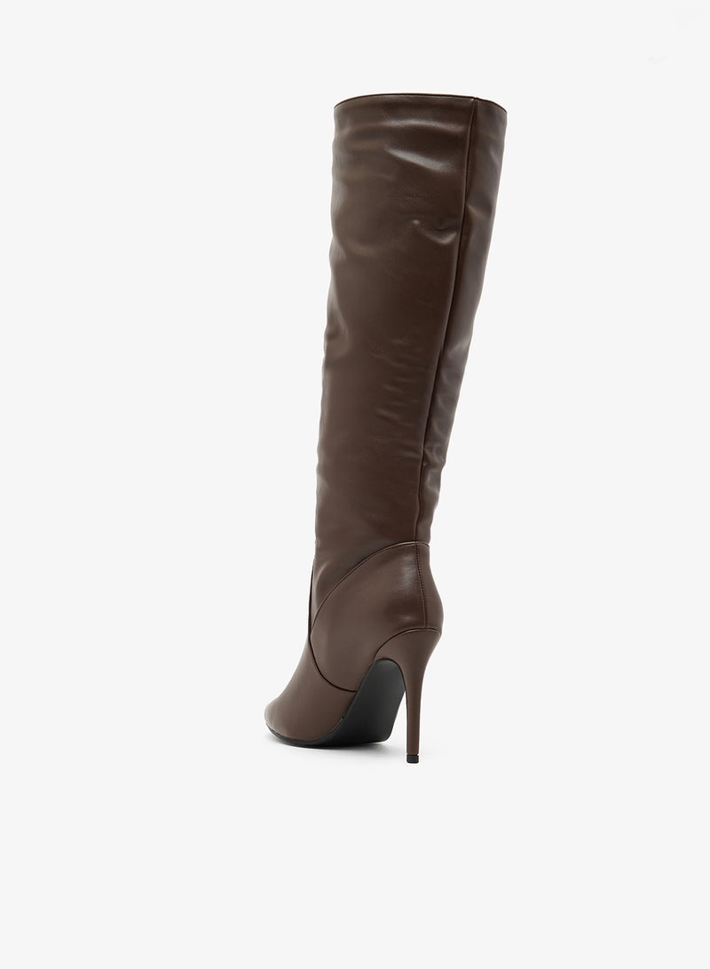ELLA Pointed Toe Stiletto Heel Knee Boots - Image 3