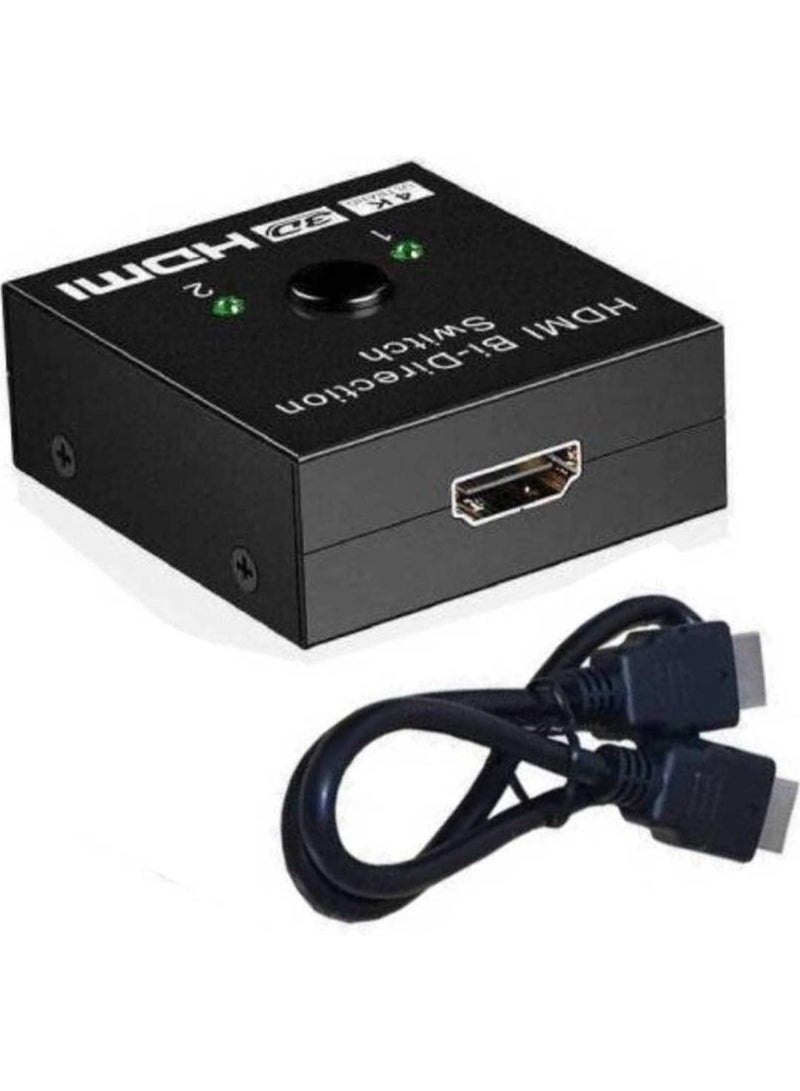 HDMI Bi-Directional Switch – 2 In 1 Out or 1 In 2 Out – 4K Compatible HDMI Selector for TV, Gaming Consoles, and Media Devices - Image 1