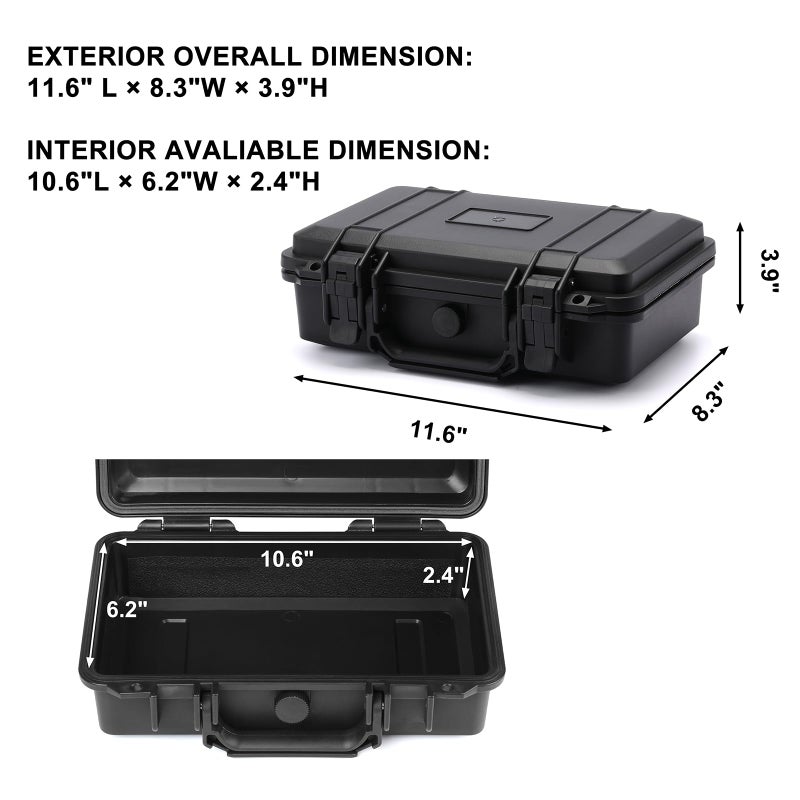 Mayouko Portable Tool Box with Shock- Proof Sponge, Water Proof Grade IP67, Waterproof Hard Case with Foam Insert, Shockproof Carrying Case, Explosion Proof Box, 11.6"LÃ—8.3"WÃ—3.9"H - Image 2