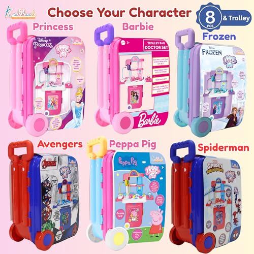 Kriiddaank Barbie Theme Doctor Set - Portable Medical Trolley Playset with Lights, 9-Piece Educational First Aid Kit for Kids 3+, Dreamhouse Role Play Toy, Best Birthday Gift for Girls - Pink - Image 5