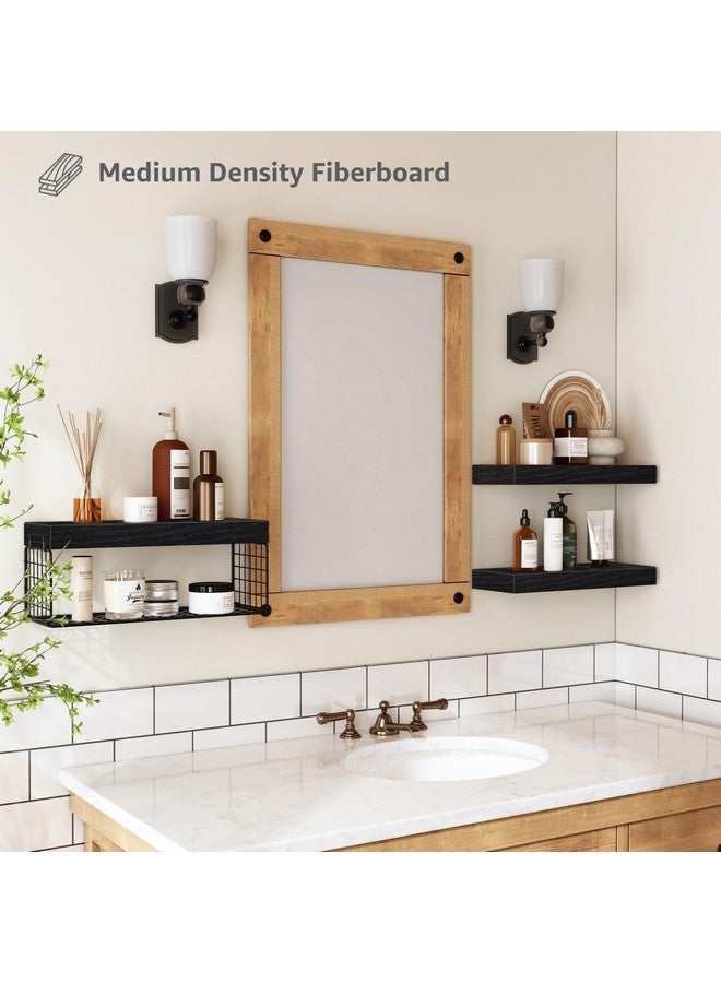 QEEIG Black Bathroom Shelves Over Toilet Wall Mounted Floating Shelves Farmhouse Shelf Toilet Paper Storage Small 16 inch Set of 3 (019-B3) - Image 5