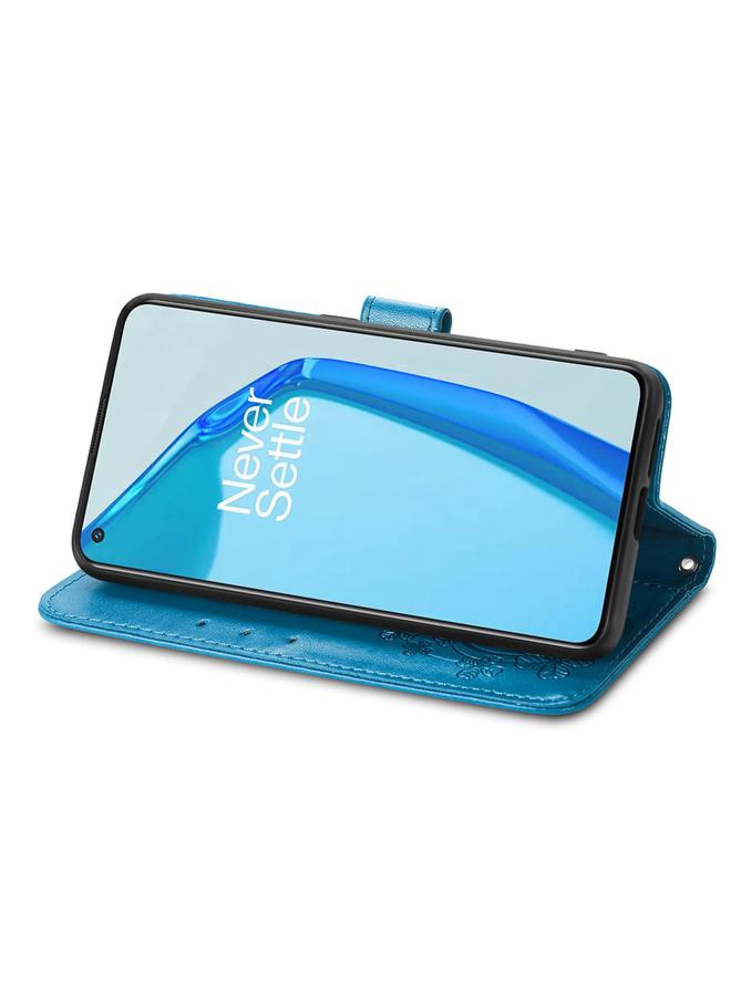 erorex Case For OnePlus 9R Four-leaf Clasp Embossed Buckle Mobile Phone Protection Leather Case with Lanyard & Card Slot & Wallet & Bracket Function - Image 4