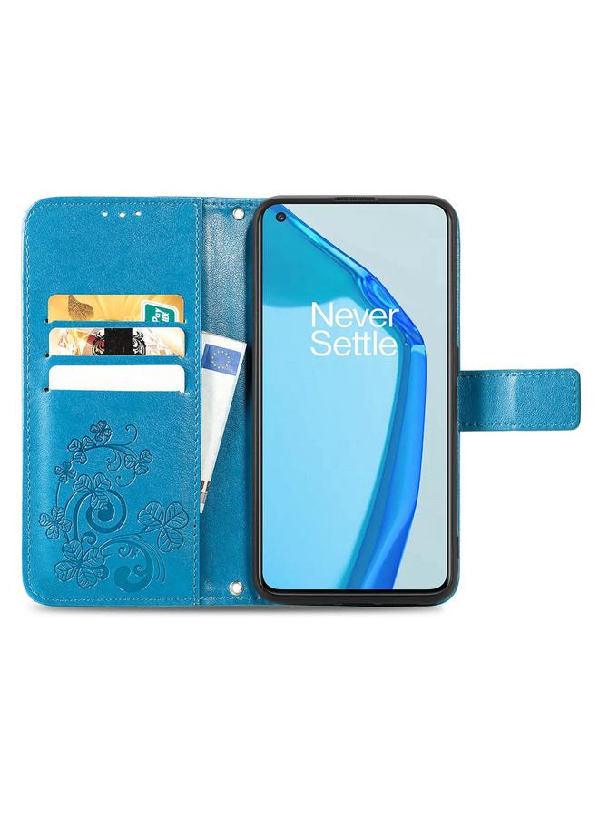 erorex Case For OnePlus 9R Four-leaf Clasp Embossed Buckle Mobile Phone Protection Leather Case with Lanyard & Card Slot & Wallet & Bracket Function - Image 3