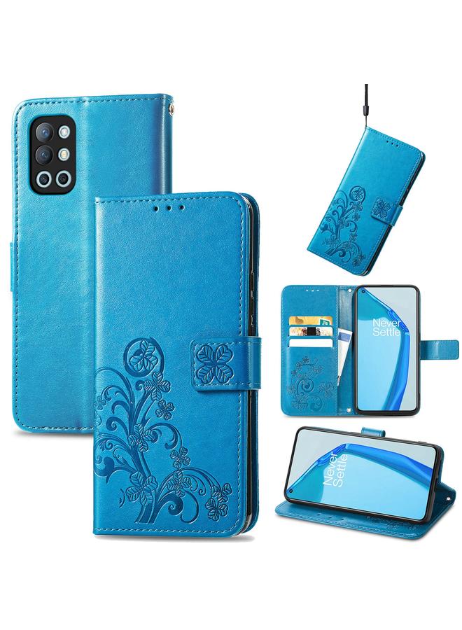 erorex Case For OnePlus 9R Four-leaf Clasp Embossed Buckle Mobile Phone Protection Leather Case with Lanyard & Card Slot & Wallet & Bracket Function - Image 1