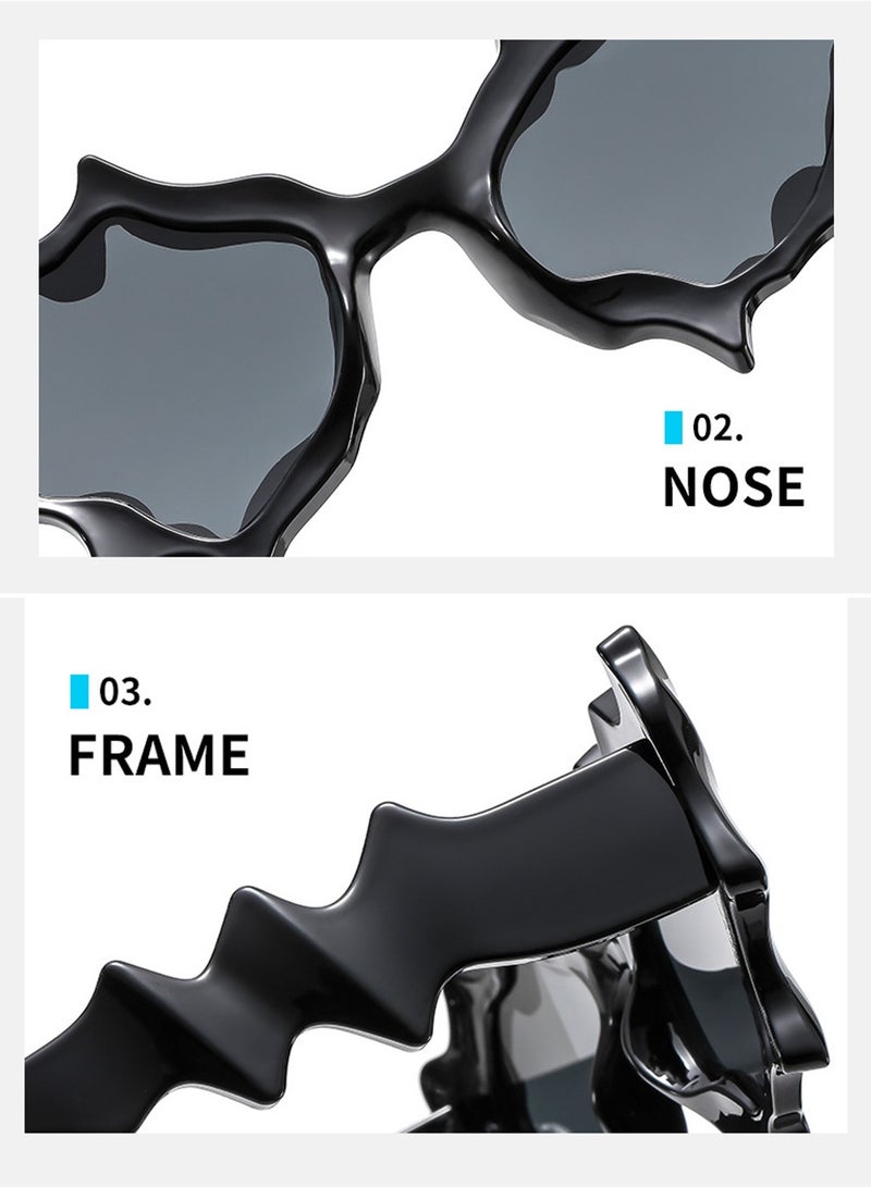 SYOSI Women Men UV Protection Irregular Sunglasses,Futuristic Feeling Retro Sunglasses,Individualized Men's and Women's Sunglasses Fashionable Sunglasses Personalized Sunglasses,Punk Hip-hop Sunglasses - Image 5
