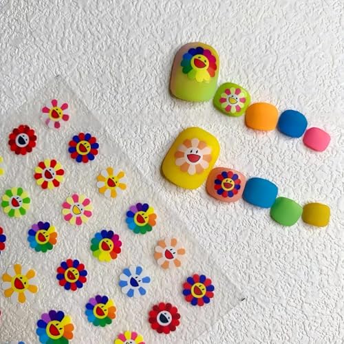 Dedyel Smile Nail Art Stickers Cute Nail Stickers Cartoon Nail Stickers 5D Embossed Smile Face Nail Stickers Kawaii SelfAdhesive Nail Stickers for Women Girls Kids Nail Art Decoration