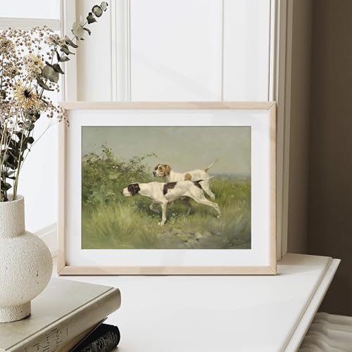 XOCUUI Wall Art Unframed Canvas for Living Room - Retro Twin Dogs Home Wall Decor Eclectic Vintage Landscape Artwork Prints Home Decor Gallery Picture Oil Painting Boho Animal Bedroom Office 8x10In - Image 3