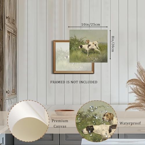 XOCUUI Wall Art Unframed Canvas for Living Room - Retro Twin Dogs Home Wall Decor Eclectic Vintage Landscape Artwork Prints Home Decor Gallery Picture Oil Painting Boho Animal Bedroom Office 8x10In - Image 2