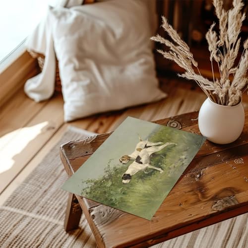 XOCUUI Wall Art Unframed Canvas for Living Room - Retro Twin Dogs Home Wall Decor Eclectic Vintage Landscape Artwork Prints Home Decor Gallery Picture Oil Painting Boho Animal Bedroom Office 8x10In - Image 4