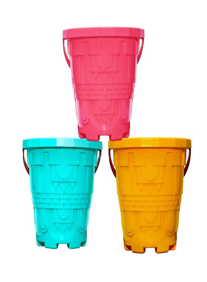 Holady Plastic Beach Castle Mold Buckets, 7.3'' Large Size Sand Bucket Water Bucket for Beach Fun Great Summer Party Accessory - Image 1