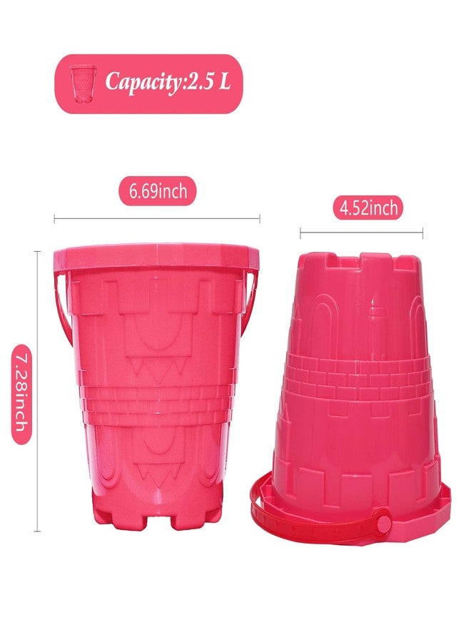 Holady Plastic Beach Castle Mold Buckets, 7.3'' Large Size Sand Bucket Water Bucket for Beach Fun Great Summer Party Accessory - Image 2