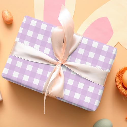 Fabllewavi 12 Sheets Easter Peeps Bunny Wrapping Paper - Not Roll - 19.7 x 27.6 Inch Pastel Retro Rabbit Daisy Patterns Gift Wrap Paper for Spring Easter Baby Shower Party Supplies, 4 Styles - Image 5