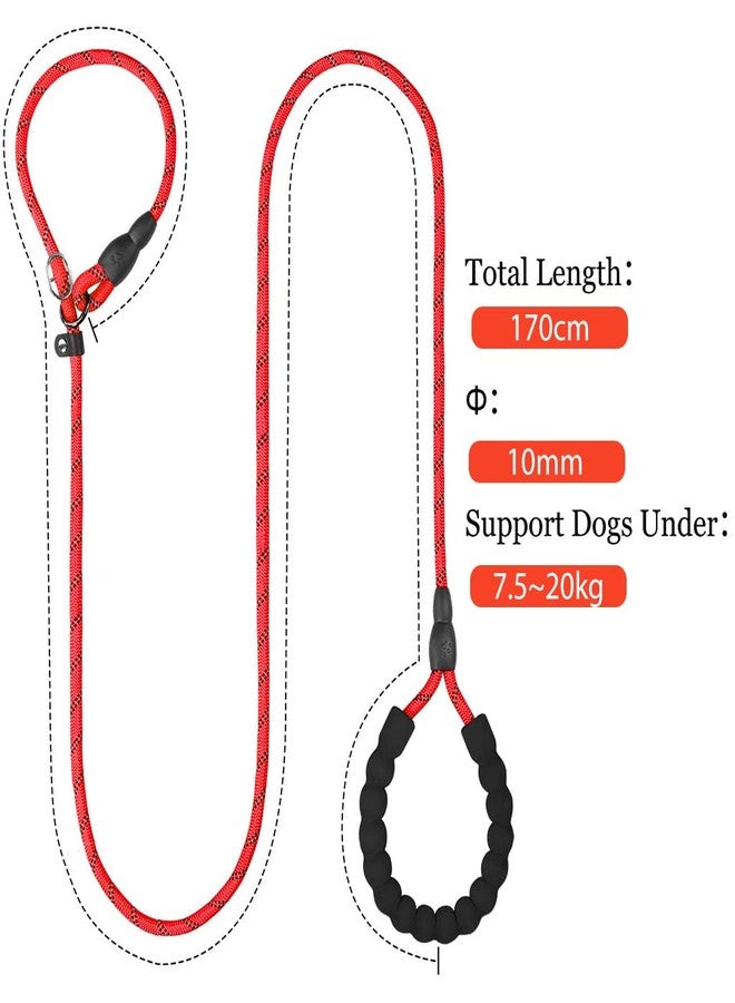 Qpets طوق تدريب الكلاب من كيو بيتس بطول 1.7 متر، طوق متين عاكس للضوء، طوق للكلاب الكبيرة، طوق قابل للتعديل مضاد للشد، حبل مضفر للكلاب الصغيرة والمتوسطة والكبيرة (أحمر) - 5 أقدام - Image 3