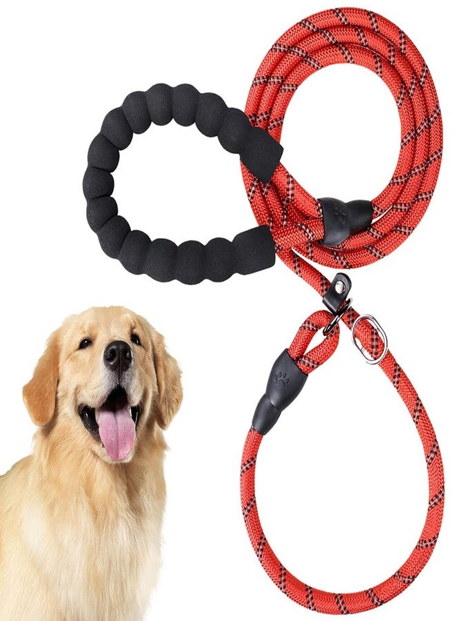 Qpets طوق تدريب الكلاب من كيو بيتس بطول 1.7 متر، طوق متين عاكس للضوء، طوق للكلاب الكبيرة، طوق قابل للتعديل مضاد للشد، حبل مضفر للكلاب الصغيرة والمتوسطة والكبيرة (أحمر) - 5 أقدام - Image 1