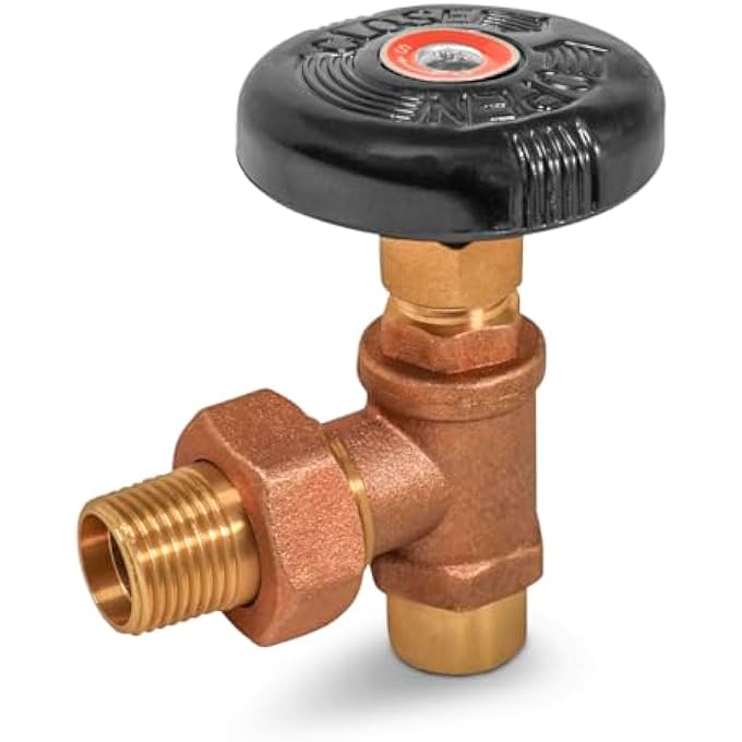 HOT WATER ANGLE RADIATOR VALVE 3/4 IN. FIP X MALE UNION HEAVY DUTY BRASS ANGLE RADIATOR VALVE WITH MOLDED THERMAL PLASTIC HANDLE - Image 2