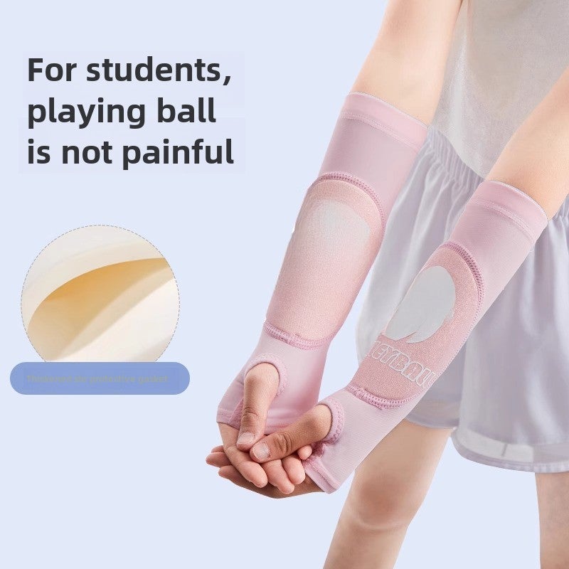 Generic Childrens volleyball arm protection female high school entrance examination special student wrist protection youth badminton wrist professional arm protection Princess Pink M (suitable for elbow joint circumference 24-27cm or normal body size 60.00 kg-75.00 kg