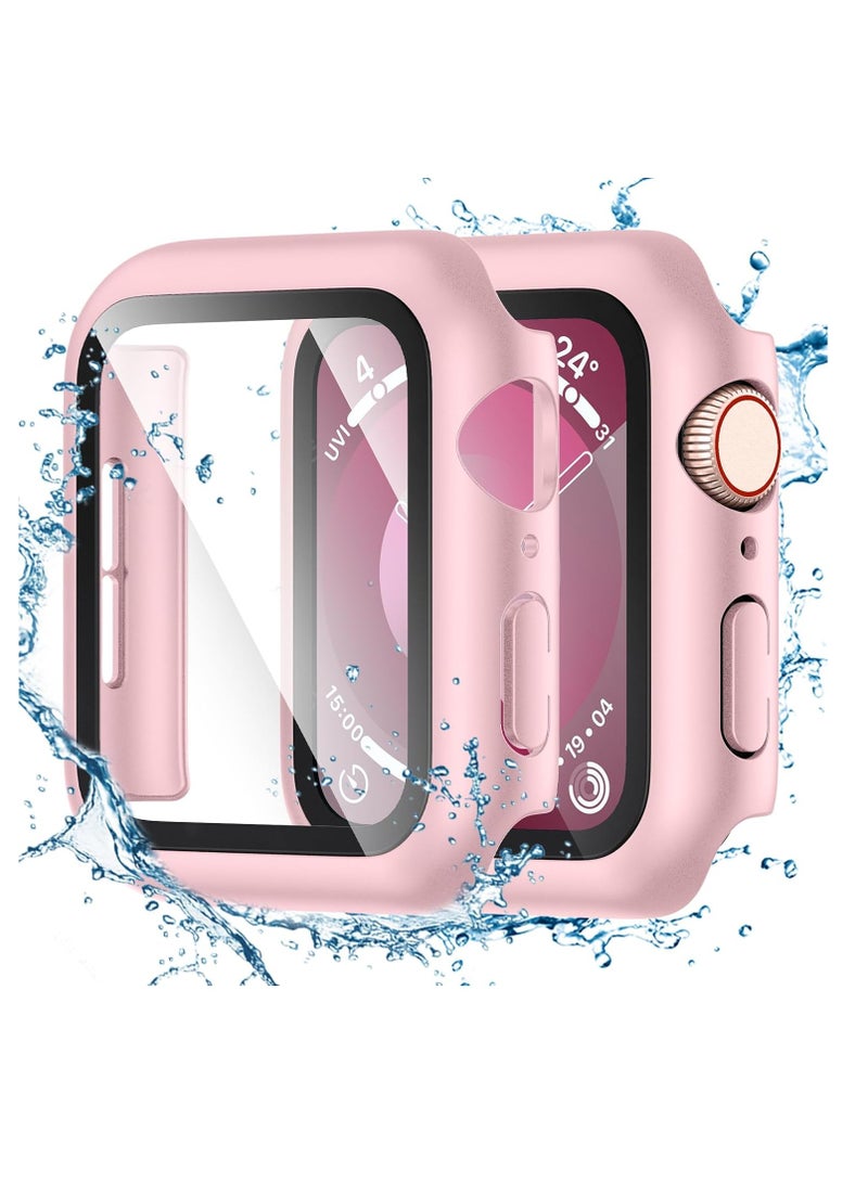 Case Compatible with Apple Watch 41MM Series 6/5/4/SE with Built-in Tempered Glass Screen Protector, All-Around Ultra-Thin Bumper Full Cover Hard PC Protective Case for iWatch, Rosegold - Image 1