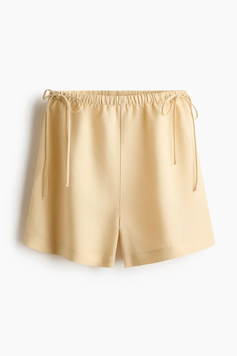 H&M Drawstring-detail linen-blend shorts