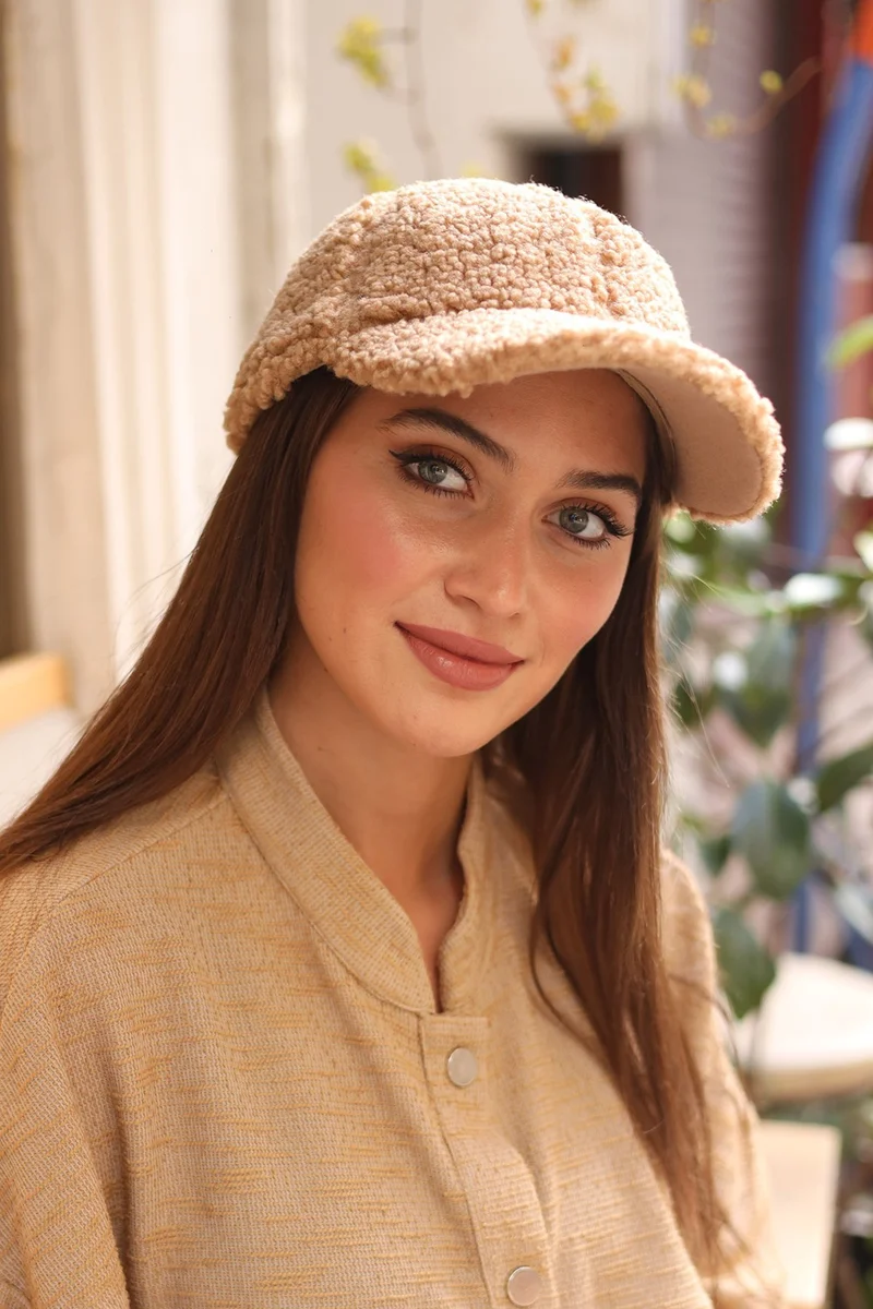 ريمسا مايو Remsa Swimsuit Women Curly Plush Cap Hat Rkş-07 Camel