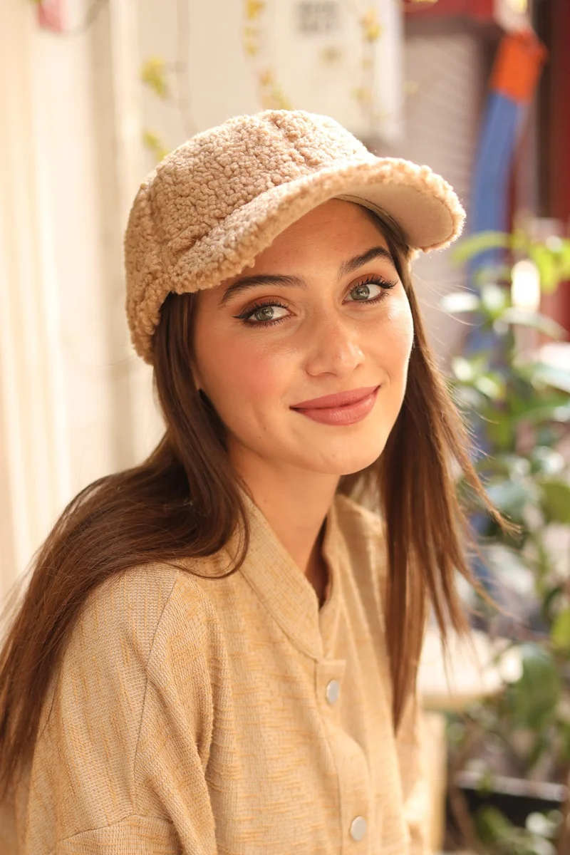 ريمسا مايو Remsa Swimsuit Women Curly Plush Cap Hat Rkş-07 Camel