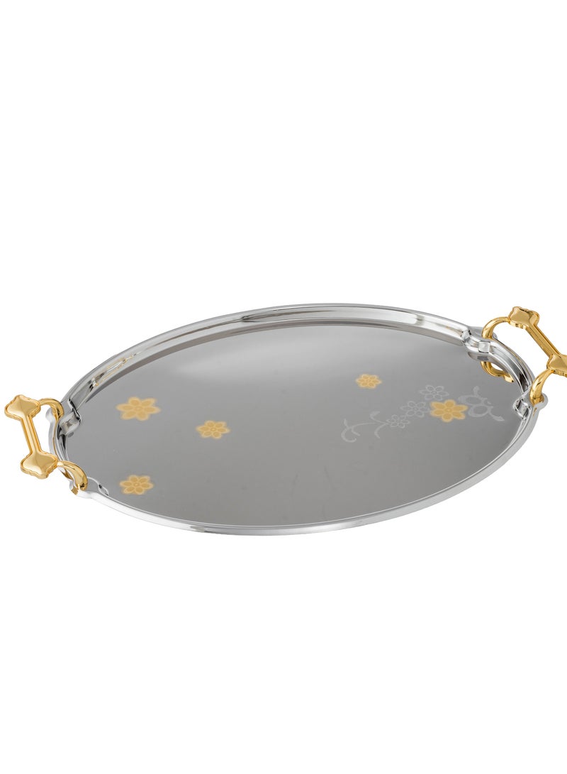 دانيا طقم صواني معدن  مذهب 3 قطع مختلفة الاحجام مع تصميم راقي و جميل و مناسب لجميع التقديمات و المناسبات - Image 3