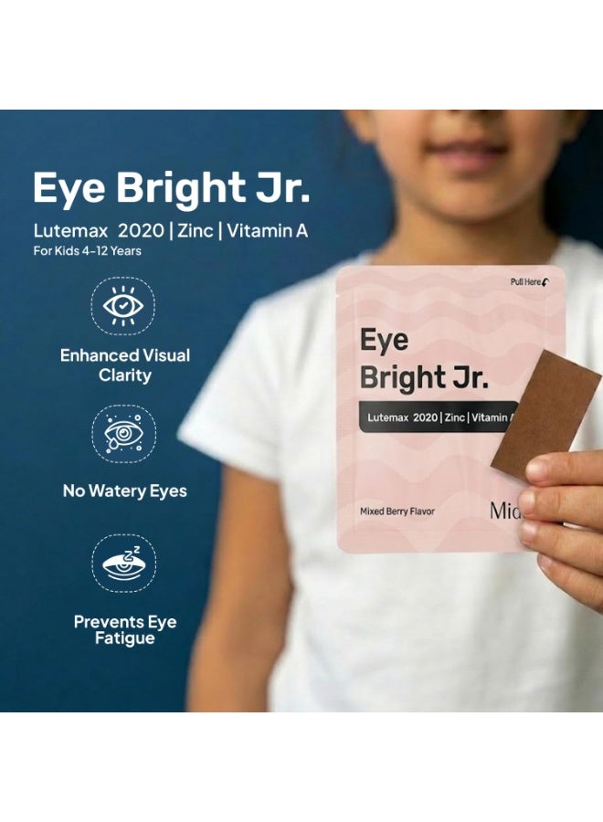 Miduty EyeBright Jr. Junior Strips for Kids- Lutemax 2020, Vitamin A, Zinc & Lycopene - Supports Blue Light Protection - Helps Eye Fatigue & Dryness - Natural Mixed Berry Flavour - 30 Strips - Image 2