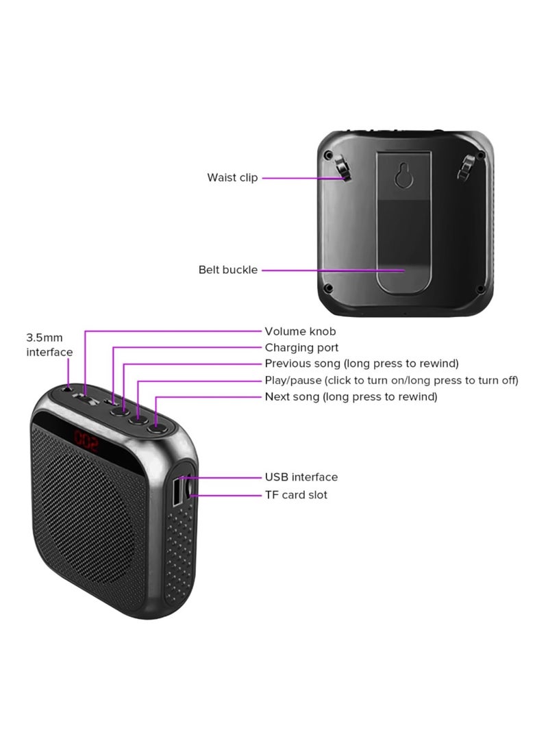 Beauenty 3.5mm Wired Microphone Headphone Voice Amplifier 2200mAh Rechargeable Multifunctional Noise Canceling Speaker Support U Disk and TF Card - Image 5