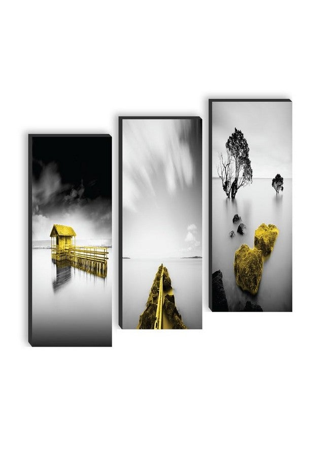 SAF paintings set of 3 Water Bridge And Tree UV textured self adeshive wall painting for home decoration SANF-SJ139 - Image 1