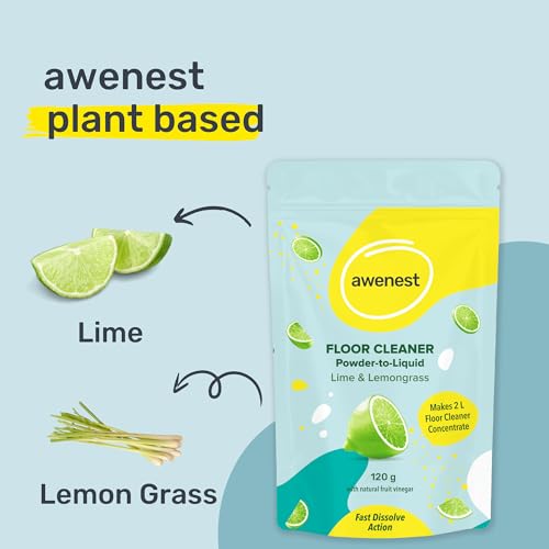 awenest Plant-Based Powder-to-Liquid Floor Cleaner | Makes 6L | Fast Dissolve Formula | Citrus, Lime & Lemongrass | No Ammonia, No SLES, No Toxins | Biodegradable, Eco-Friendly Floor Cleaning Sachets - Image 3